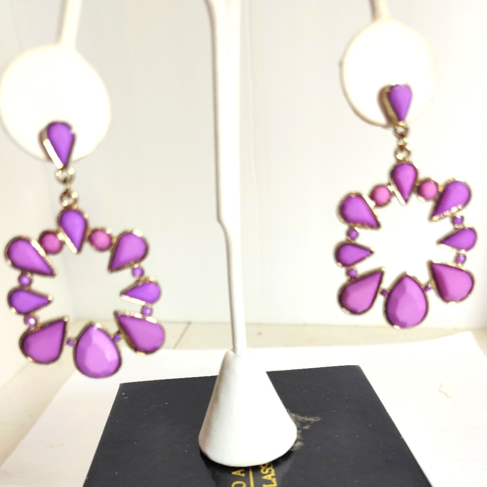Purple Orchid PinkTeardrop Earrings NWOT